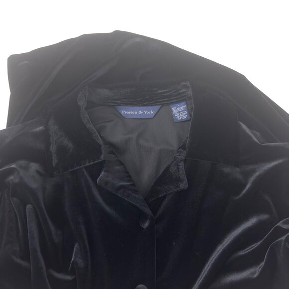 Preston & York Women Black Velvet Button-Up Shirt Blouse Sz L - Picture 8 of 15